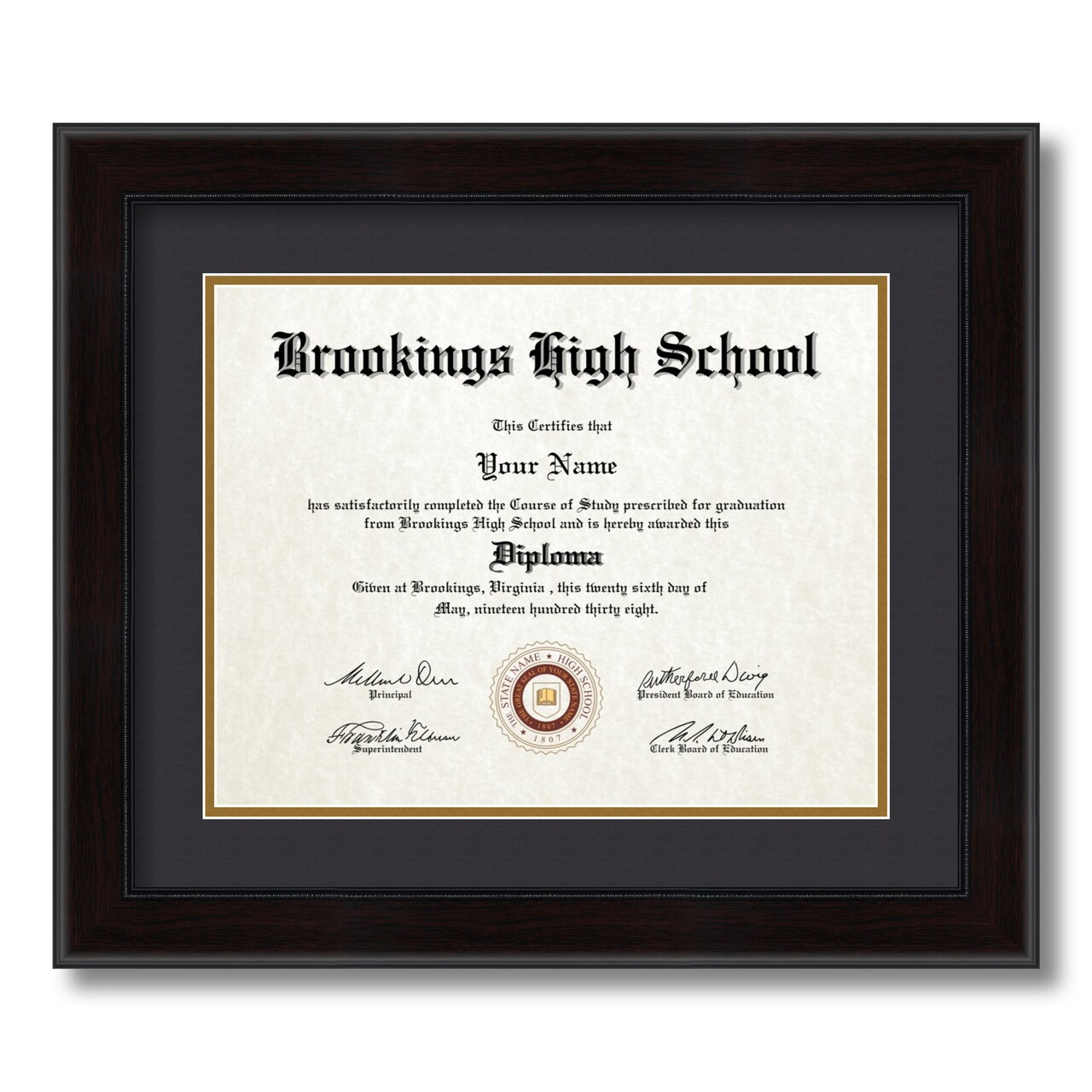 ArtToFrames 11x14 inch Diploma Frame - Framed with Black and Gold Mats, Comes with Regular Glass and Sawtooth Hanger for Wall Hanging (D-11x14)
